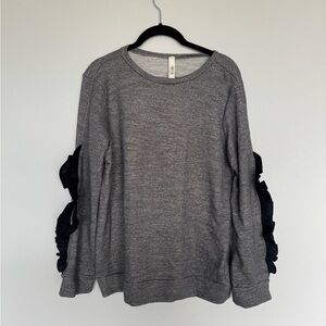 Jolie Los Angelas Gray Longsleeve with Black Ruffle Sleeve Details